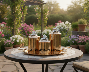 Designer Eco-Friendly Europe Design Stainless Steel <b>Canister</b> & Tray Handmade Kitchen & Dining Storage - Product Image 4