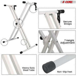 5 Core Keyboard <b>Stand</b> Dual X Shape Adjustable Foldable Portable Key Board <b>DJ</b> Controller <b>Stands</b> - Product Image 4