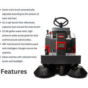 Sanitmax Sm1250+ Nouvelle balayeuse industrielle autoportée de 49 pouces, 69000 pieds carrés, autonomie de 2,5 heures, batterie au lithium - Product Image 1