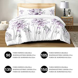 Ensemble de housse de couette florale 3 pièces 100 % coton avec drap-housse et taies d'oreiller lavables (100TC) - Product Image 4