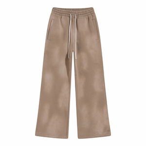 Pantalon de survêtement évasé lavé à l'acide pour hommes, coupe ample, jogging de gymnastique avec taille élastique moyenne, style vintage décontracté, délavage foncé - Product Image 5