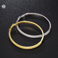 Bracelet jonc fin Hiphop minimaliste en moissanite, plaqué or et argent sterling 925, accessoire de luxe unisexe pour soirée