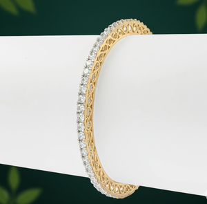 Brazalete DE TENIS cultivado en laboratorio de cuatro puntas certificado Aniva IGI en oro de 14 quilates Brazaletes de diamantes elegantes clásicos para mujeres Aniversario de bodas - Product Image 5