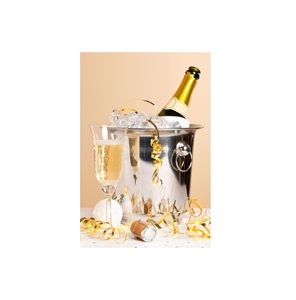 Bol à poinçon en acier inoxydable de qualité supérieure avec poignées de conception de renne bol à champagne seau à glace à champagne - Product Image 3