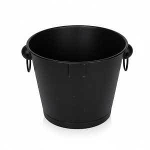 Hielera Redonda de Metal Negro Antiguo Hecha a Mano para Vino y Cerveza con Asa para Bodas, Fiestas y Celebraciones - Product Image 1