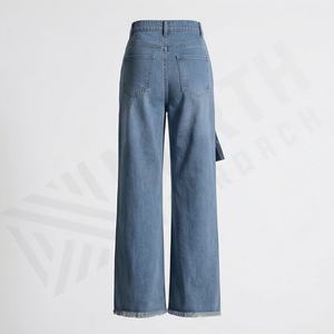 Premium Quality Denim <b>Jeans</b> Pants <b>Women's</b> Casual Fashion High Waist Pant Ladies Streetwear Washable Trousers Customized Color - Product Image 2