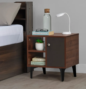 Table de chevet rustique en bois avec un design de tiroir en chevron diagonal. Disponible à prix de gros. - Product Image 3