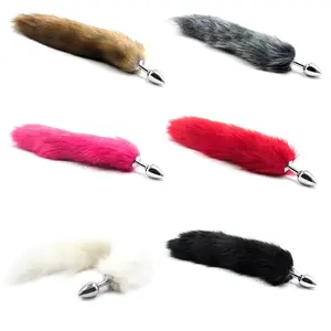 Colorful Long Fox Tail Small Middle Large Butt Plug 3 Dimensions Metal Anal Plug for Male