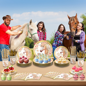 Servilletas y Mantel Desechables de Alta Calidad con Diseño Floral de Primavera, Tema Mustang, para Fiestas - Product Image 2