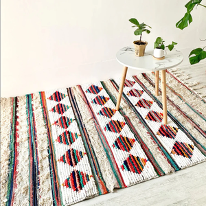 Alfombra Bohemia marroquí hecha a mano con mechones, algodón de lana lavable para interiores y exteriores, acolchada para uso en la sala de estar - Product Image 2
