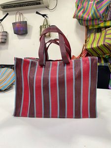 Eco-Friendly Custom Nylon Zipper Plastic Woven Striped High Quality Tote <b>Bag</b> Handloom Recycled Fashionable <b>Cosmetic</b> Beach Market - Product Image 3
