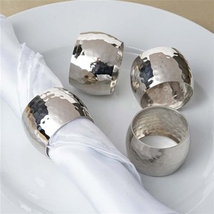 Decoration Wedding Celebration Table Plate Silver Hammered Design Stainless Steel Elegant Gold Round Modern Napkin <b>Ring</b> - Product Image 6