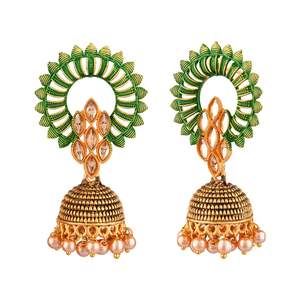 Conjunto de joyería de pendientes colgantes Jhumka Jhumki tradicional indio para mujer - Product Image 4