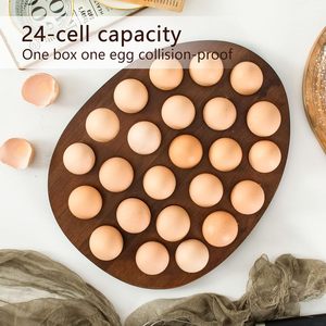 ถาดไม้อะคาเซียถาดใส่ไข่ทรงไข่ทรงไข่24ช่องสำหรับเก็บไข่สด - Product Image 3