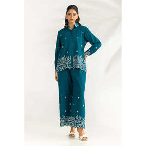 Ensemble coordonné brodé en cambric IPST-77136 Tissu en crêpe de coton Tailles disponibles XXL XL - Product Image 1