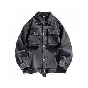 Vestes en jean pour hommes grande taille en gros style de rue 100% coton pour l'extérieur - Product Image 2