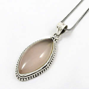 Ethnic Artisan Rose Quartz Pendant In 925 Solid Sterling Silver Jewelry Pretty Cut Handmade <b>Gift</b> For Her Wholesale Boho Jewelry - Product Image 3