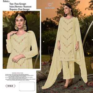 Tenue de soirée Sexy Qualité Premium Trois Pièces Collection Faux Georgette Salwar Kameez Avec Séquence Brodé Travail Femmes Mode - Product Image 2