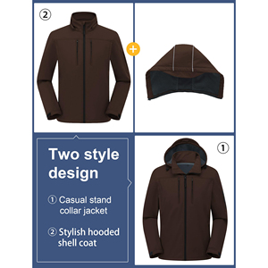 Vestes d'extérieur de qualité tendance Veste softshell à manches longues coupe-vent respirante avec logo personnalisé pour hommes - Product Image 5