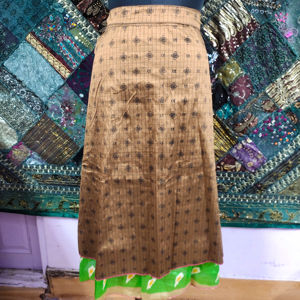 Jupe longue imprimée de créateur pour femmes Jupe portefeuille en soie de style vintage légère et respirante pour les voyages d'été - Product Image 1