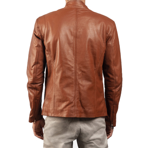 Chaqueta de Motociclista de Cuero para Hombre de Alta Calidad al por Mayor OEM con Logotipo Personalizado, Cuello Alto de Tela de Lona y Logotipo Frontal - Product Image 4