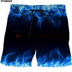 กางเกงขาสั้นชายหาดพิมพ์ลาย3D ของผู้ชายกางเกงขาสั้นฟิตเนสเปลวไฟสีฟ้าแห้งเร็วกางเกงขาสั้นด้วยความสนุกสนาน3D แฟชั่นการพิมพ์บนถนน - Product Image 3