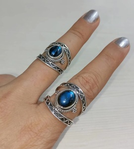 Bague en labradorite bleue naturelle, argent sterling 925, labradorite faite à la main, bijoux pour femmes, bague de mariage, cadeau pour elle - Product Image 3