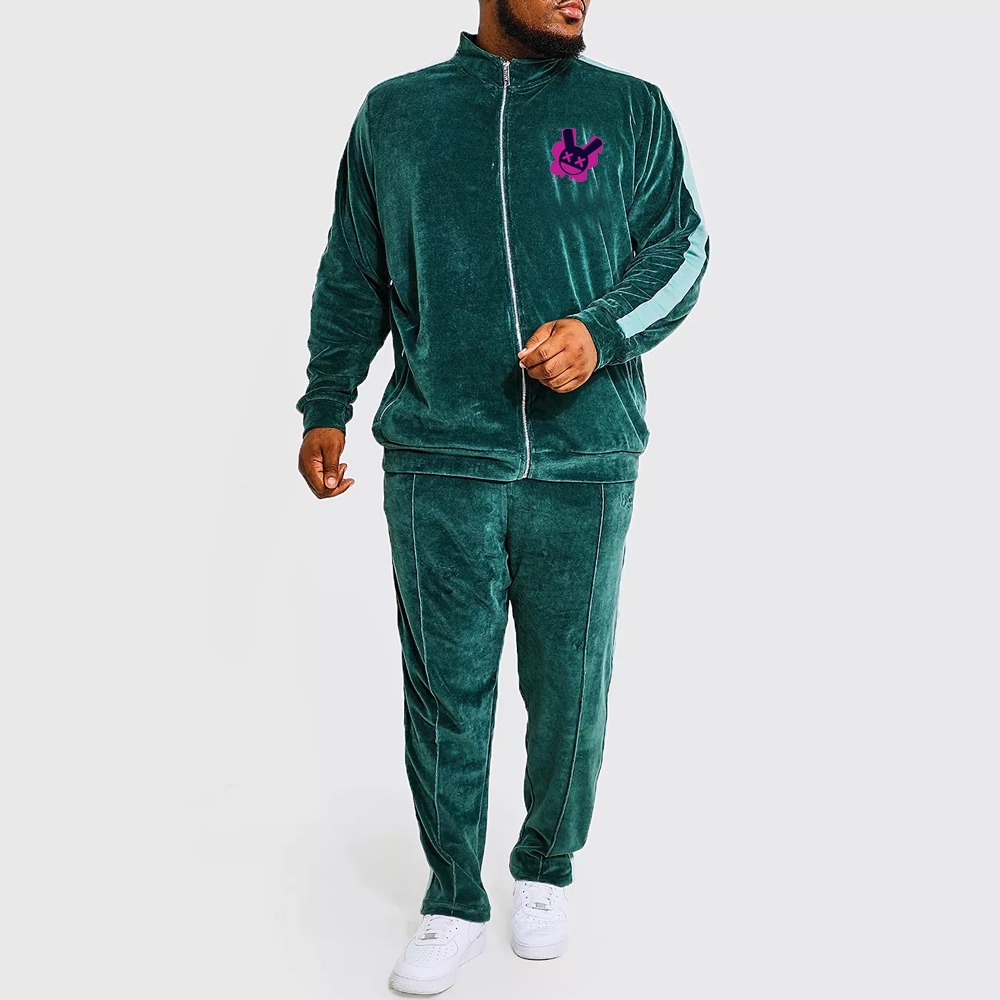 Green Velour Men Velour Sweatsuit Tracksuit Mens Green Velour