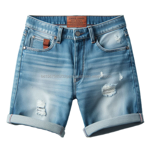 กางเกงขาสั้นพรีเมี่ยมเอวยางยืดแบบลำลองของเด็กผู้ชายกางเกงยีนส์ผ้าฝ้ายใส่สบายพอดีตัวกางเกงเด็กซักแล้วดูใส่ในฤดูร้อน - Product Image 3