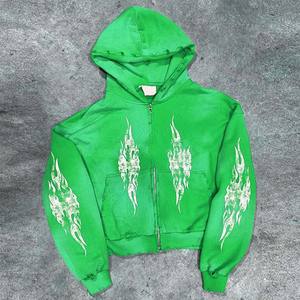 Service OEM Fabricant Personnalisé – Sweat à Capuche Zippé en Polaire Épaisse, Effet Vieilli et Délavé à l'Acide, 100% Coton, Idéal Hiver - Product Image 3