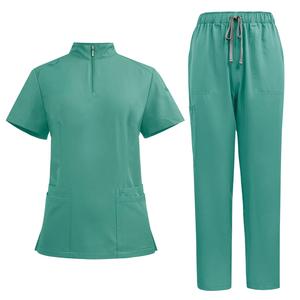 2025 nuevo conjunto de uniforme superior de enfermera femenina con cremallera pulóver Scrubs Stretch Hospital Jogger venta al por mayor conjunto de uniformes médicos de moda - Product Image 5