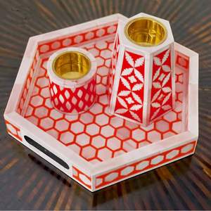 Brûleur de Bakhoor en bois de santal incrusté d'os de corne fait à la main pour les cérémonies d'encens spirituelles, décoration arabe classique, pièce maîtresse - Product Image 5