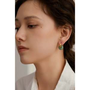 Orecchini pendenti alla moda color giada - Product Image 2