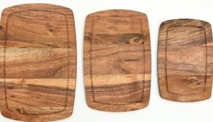 Planches de service en bois d'acacia Assiettes en bois pour steak et apéritifs Plateaux de service de restaurant Planche à pizza Paddle - Product Image 3