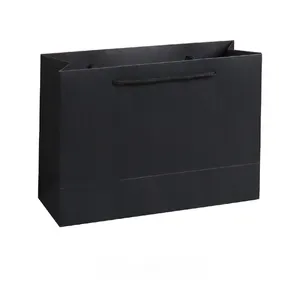 custom cheap wholesale price bag kraft paper black white hot stamping gold foil logo embossed 60cm 70cm 5