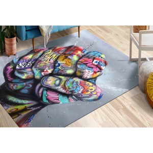 Tapis Graffiti Fist : Art Moderne, Tapis Antidérapant, Tapis Fin Non Tissé - Product Image 2