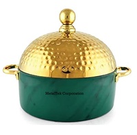 Récipient de stockage des aliments en acier inoxydable isolé à double paroi Design texturé Casserole de luxe Pot chaud Réchauffeur d'aliments Plat chaud