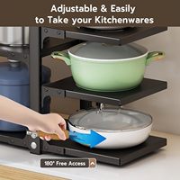 5plus-tiers Verstelbare Metalen Keuken Organizer Plank Vloer Mount Bilaterale Pot Rack Pan Pan Pot Deksel Opbergrek