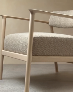 Sillón de Salón con Estructura de Madera y Tapicería de Tela, Sillón Acolchado con Asiento Curvo para Sala de Estar, Hotel, Apartamento - Product Image 3