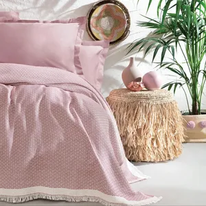 Customized Luxury Natural Turkish Cotton Soft Cozy Multi Purpose Throw Blanket Soft Pink Color