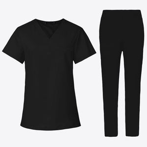 Uniforme de Trabajo Médico Unisex con Cuello en V, de Algodón y Poliéster, con Botones y Acabado Escarchado, para Doctores y Enfermeras de Hospital - Product Image 1