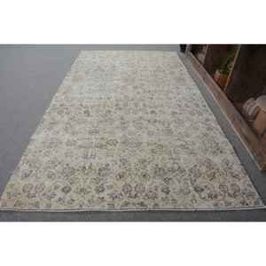 Alfombra turca de lana Beige Vintage, 3,9x7,1 pies, tejido plano, patrón de retazos, alfombra para sala de estar para adolescentes, respaldo de látex - Product Image 2