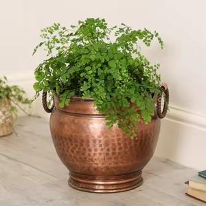 Macetas de cobre martillado para el hogar y la Oficina macetas de decoración interior para plantas verdes helechos hierbas o follaje decorativo - Product Image 5