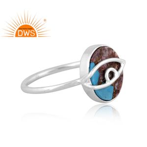 แหวนอัญมณีสีเงินสเตอร์ลิงประดับอัญมณีสีเขียวขุ่นหอยนางรมสีม่วงทองแดงโมฮาเนสเตอร์ลิงผลิตตามสั่ง - Product Image 4