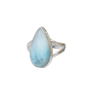 Promesa anillo sólido estilo bohemio Larimar piedra preciosa 925 plata esterlina anillo hecho a mano joyería plata esterlina 925 sello anillo joyería - Product Image 1