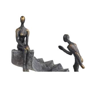 Escultura de personas de resina negra con escaleras, escultura antigua fundida hecha a mano, artesanía para decoración Interior de hogar y oficina, lo último - Product Image 5