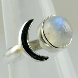 Rainbow Moonstone 925 Sterling <b>Silver</b> Handmade <b>Statement</b> <b>Ring</b> June Birthstone Jewelry with Pearl Boho Style Perfect Gift - Product Image 4