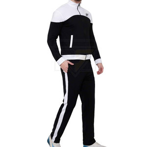 Haute qualité hommes survêtement pas cher prix 100% coton hommes survêtement rayures latérales pantalon col vestes survêtements pour hommes - Product Image 1