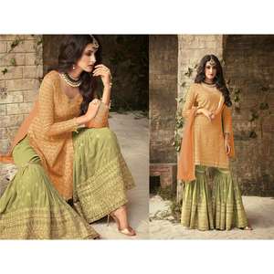 Premium Quality Organza Sharara Suit with Embroidered Ethnic <b>Kurta</b> Pants for <b>Women</b> Wedding Party Wear Quick Dry Indian Supplier - Product Image 4