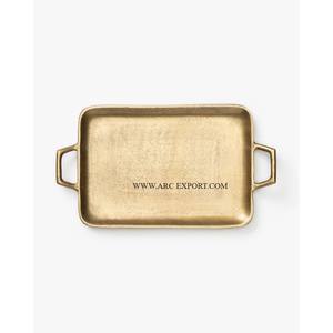 Bandeja para servir comida metálica de gran tamaño pulida con espejo brillante Fabricante de mesa de latón Bandeja decorativa para servir comida de lujo - Product Image 5